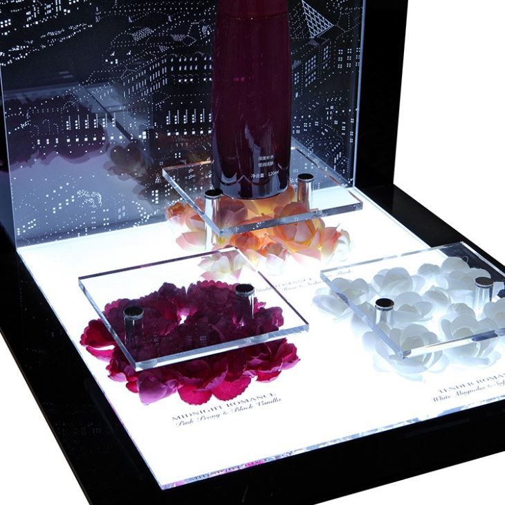 Acrylic Eye Black Display Stand Black Header Counter Cosmetics Acrylic Display For Eyebrow Pencil And Lipstick Display